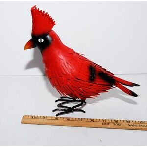 Cardinal Metal Yard Garden Art Redbird 10" Wide  Great Bird!